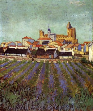  Marie Lienzo - Vista de Saintes Maries Vincent van Gogh
